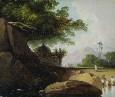 Indian Landscape with Temple, c.1815 by George Chinnery